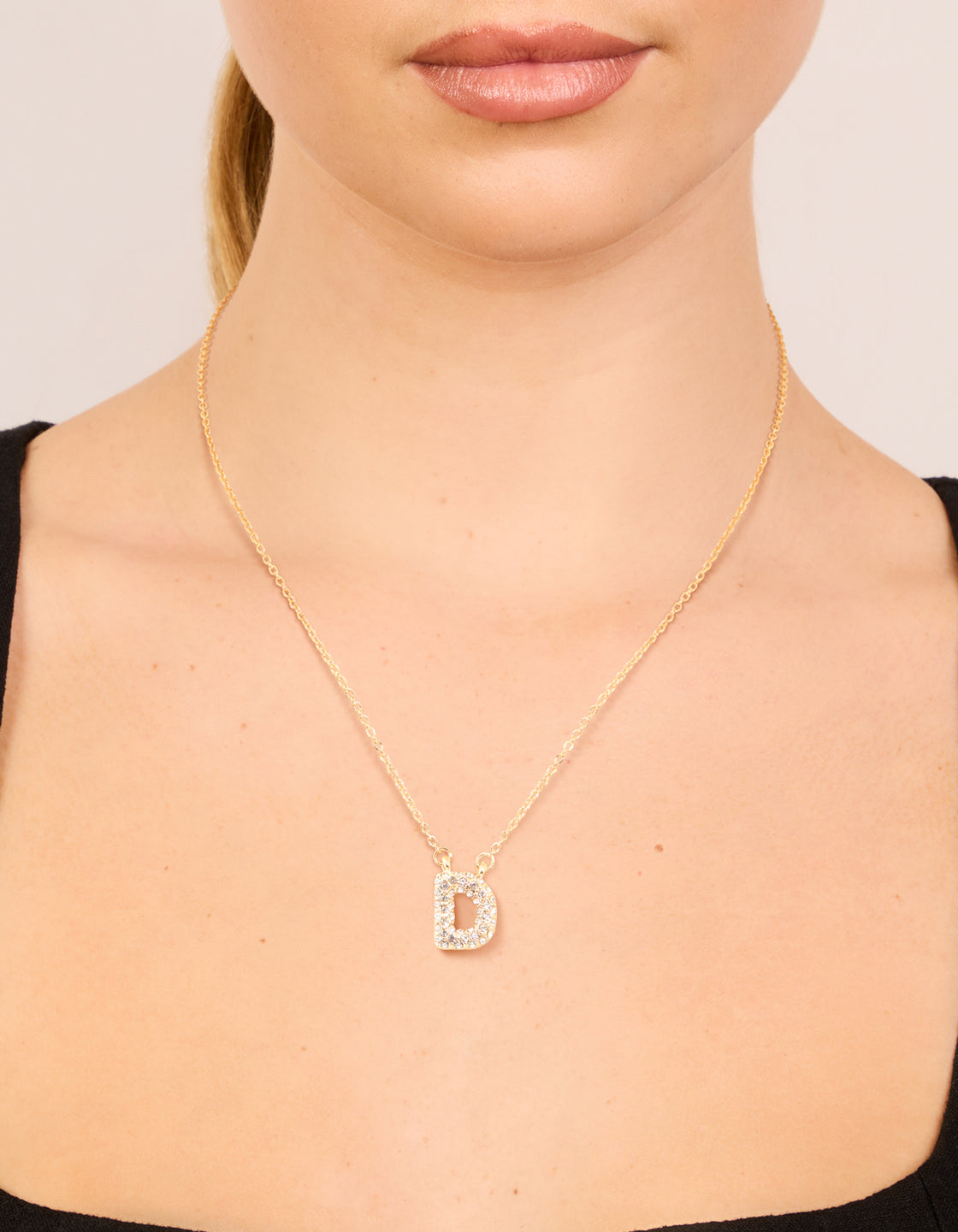 Kids Gold Cubic Zirconia Letter D Necklace