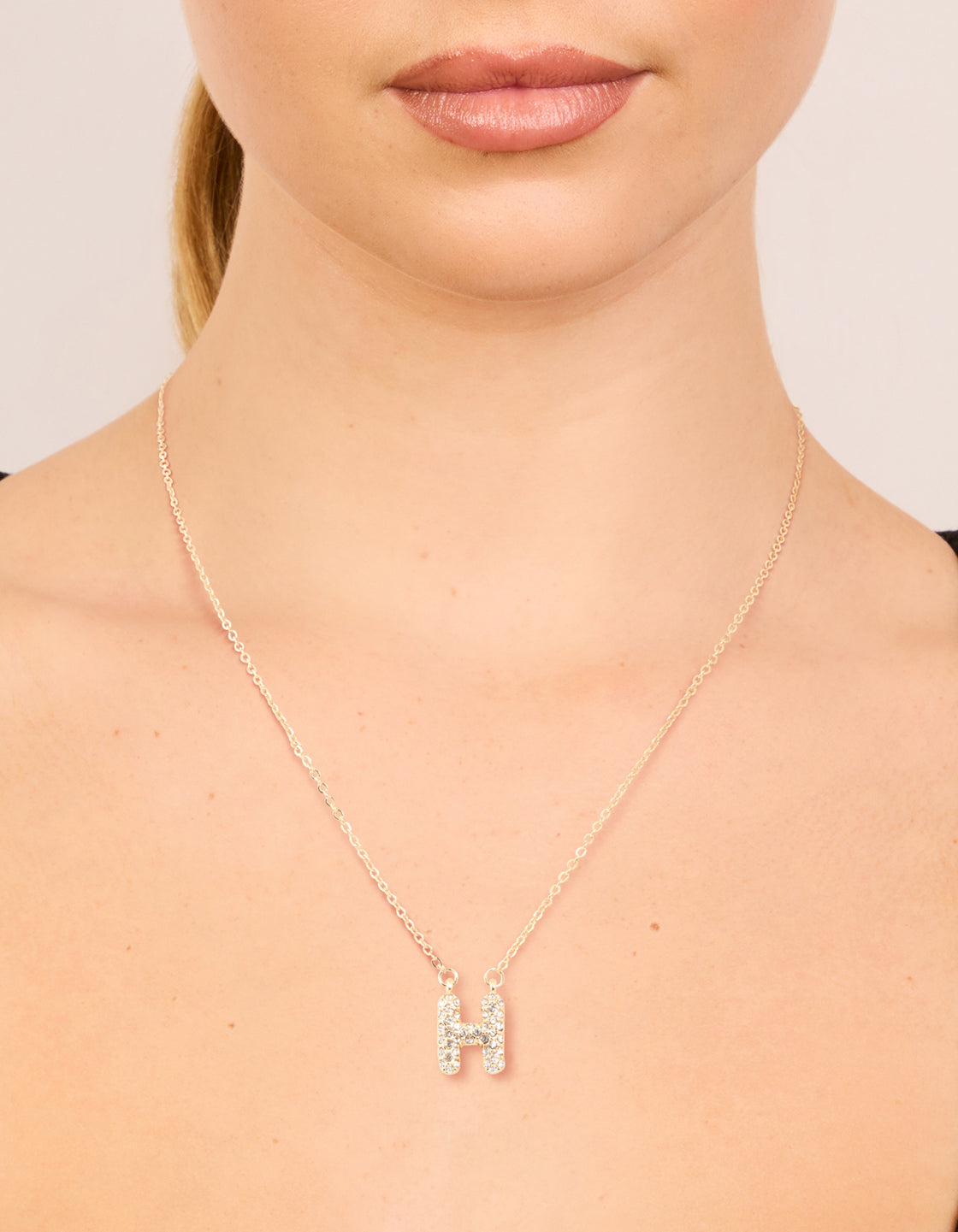 Kids Gold Cubic Zirconia Letter H Necklace
