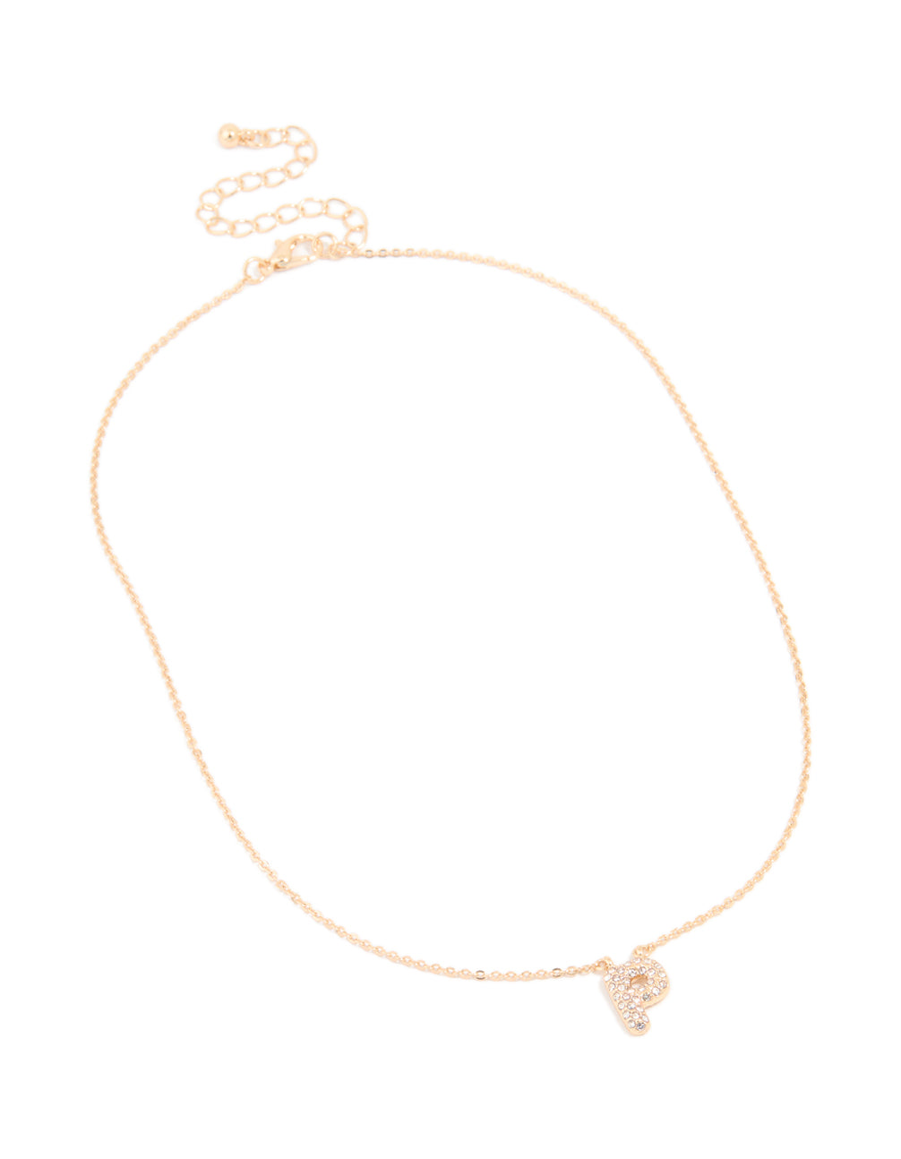 Kids Gold Cubic Zirconia Letter P Necklace