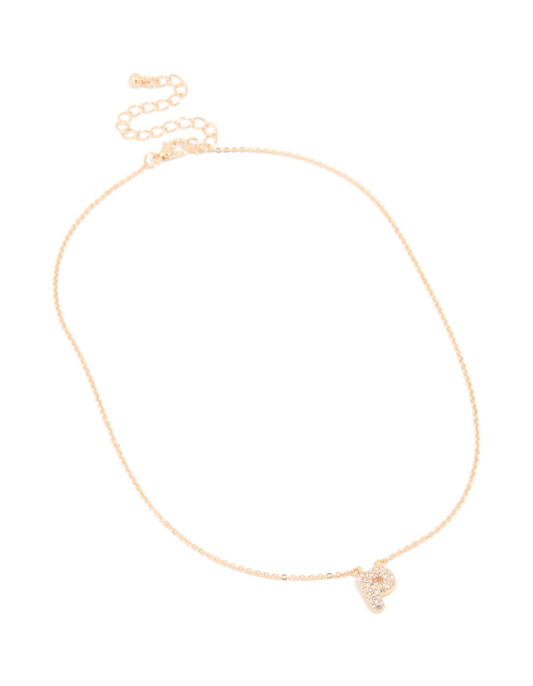 Kids Gold Cubic Zirconia Letter P Necklace