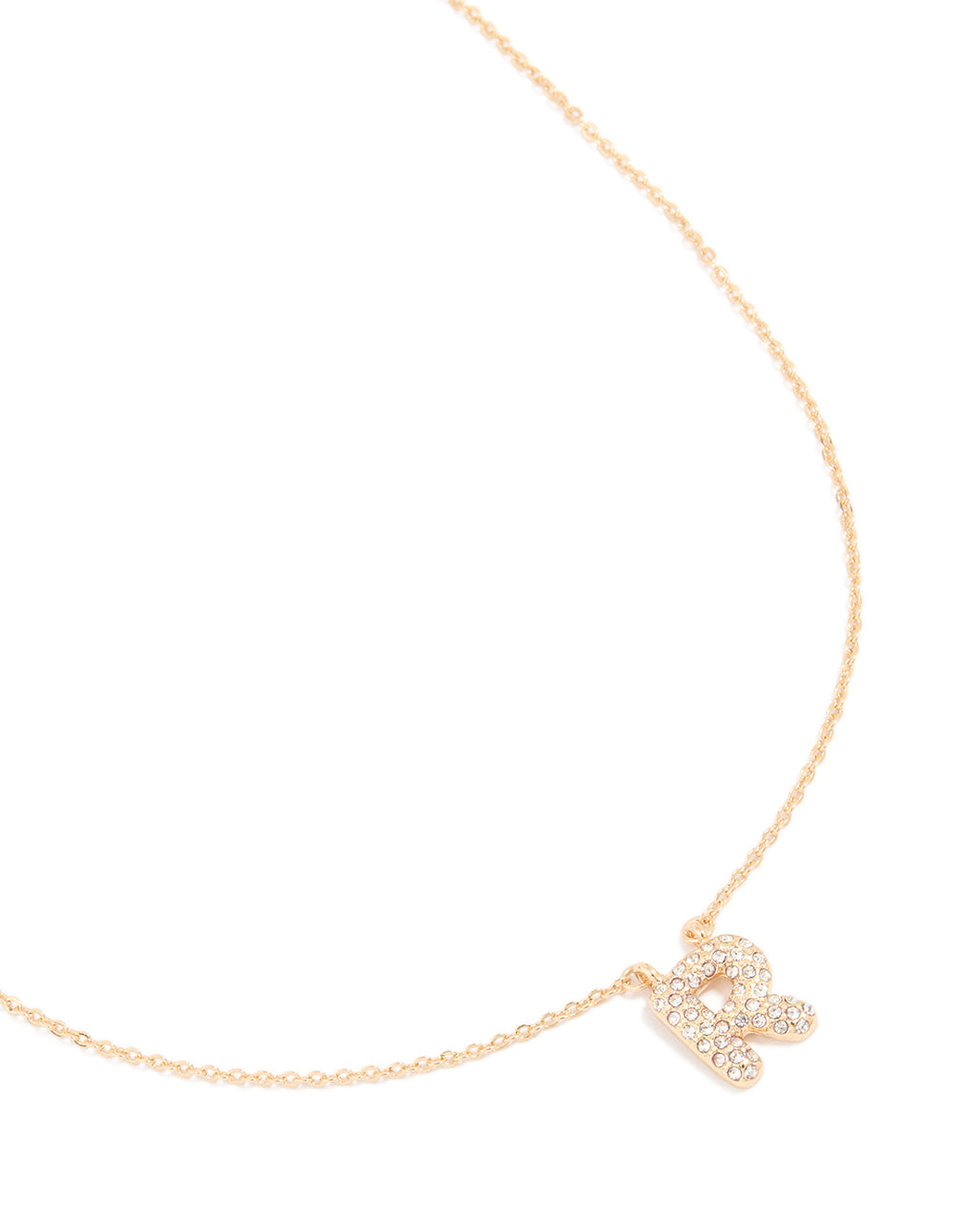 Kids Gold Cubic Zirconia Letter R Necklace