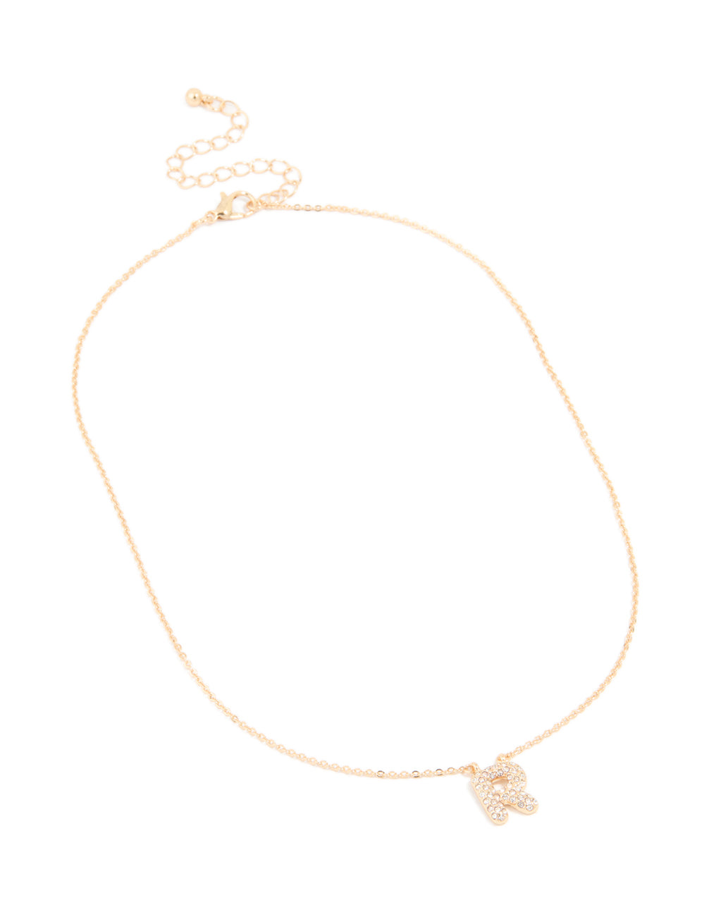 Kids Gold Cubic Zirconia Letter R Necklace