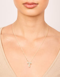 Kids Gold Cubic Zirconia Letter T Necklace - link has visual effect only