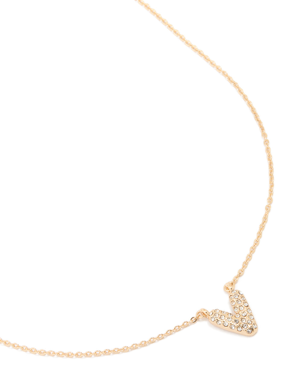Kids Gold Cubic Zirconia Letter V Necklace
