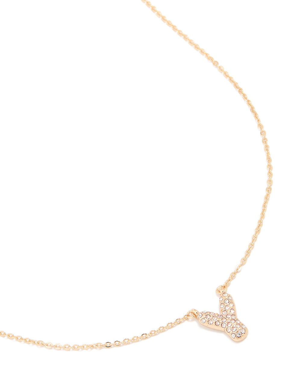 Kids Gold Cubic Zirconia Letter Y Necklace