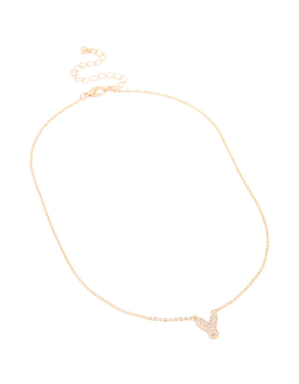 Kids Gold Cubic Zirconia Letter Y Necklace
