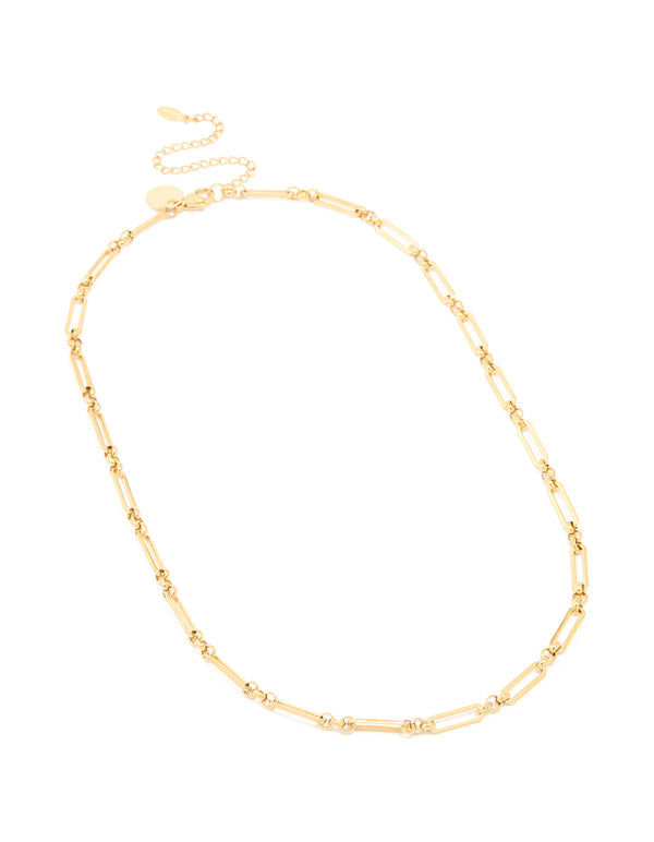 Waterproof Gold Plated Stainless Steel Open Oval Link Necklace