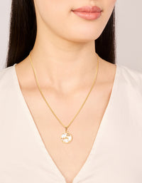 Waterproof Gold Plated Stainless Steel Aries Circle Zodiac Sign Necklace - link has visual effect only