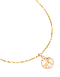 Waterproof Gold Plated Stainless Steel Aries Circle Zodiac Sign Necklace - link has visual effect only