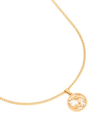 Waterproof Gold Plated Stainless Steel Pisces Circle Zodiac Sign Necklace - link has visual effect only