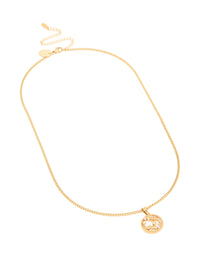 Waterproof Gold Plated Stainless Steel Pisces Circle Zodiac Sign Necklace - link has visual effect only