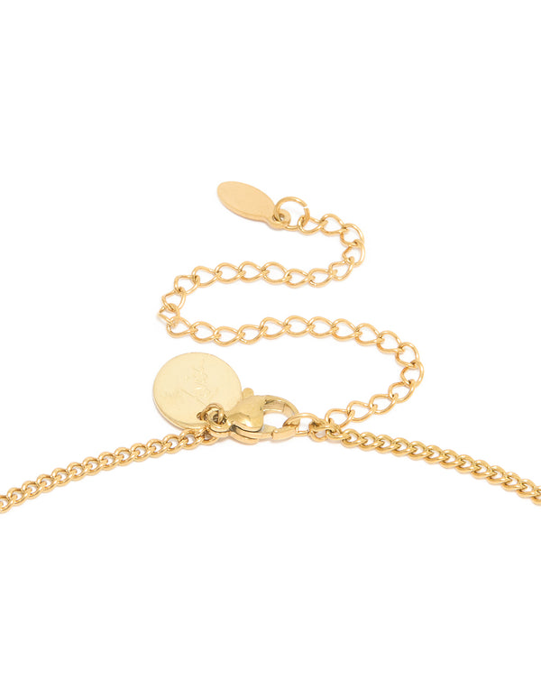 Waterproof Gold Plated Stainless Steel Sagittarius Circle  Zodiac Sign Necklace
