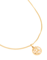 Waterproof Gold Plated Stainless Steel Circle Capricorn Zodiac Sign Necklace - link has visual effect only
