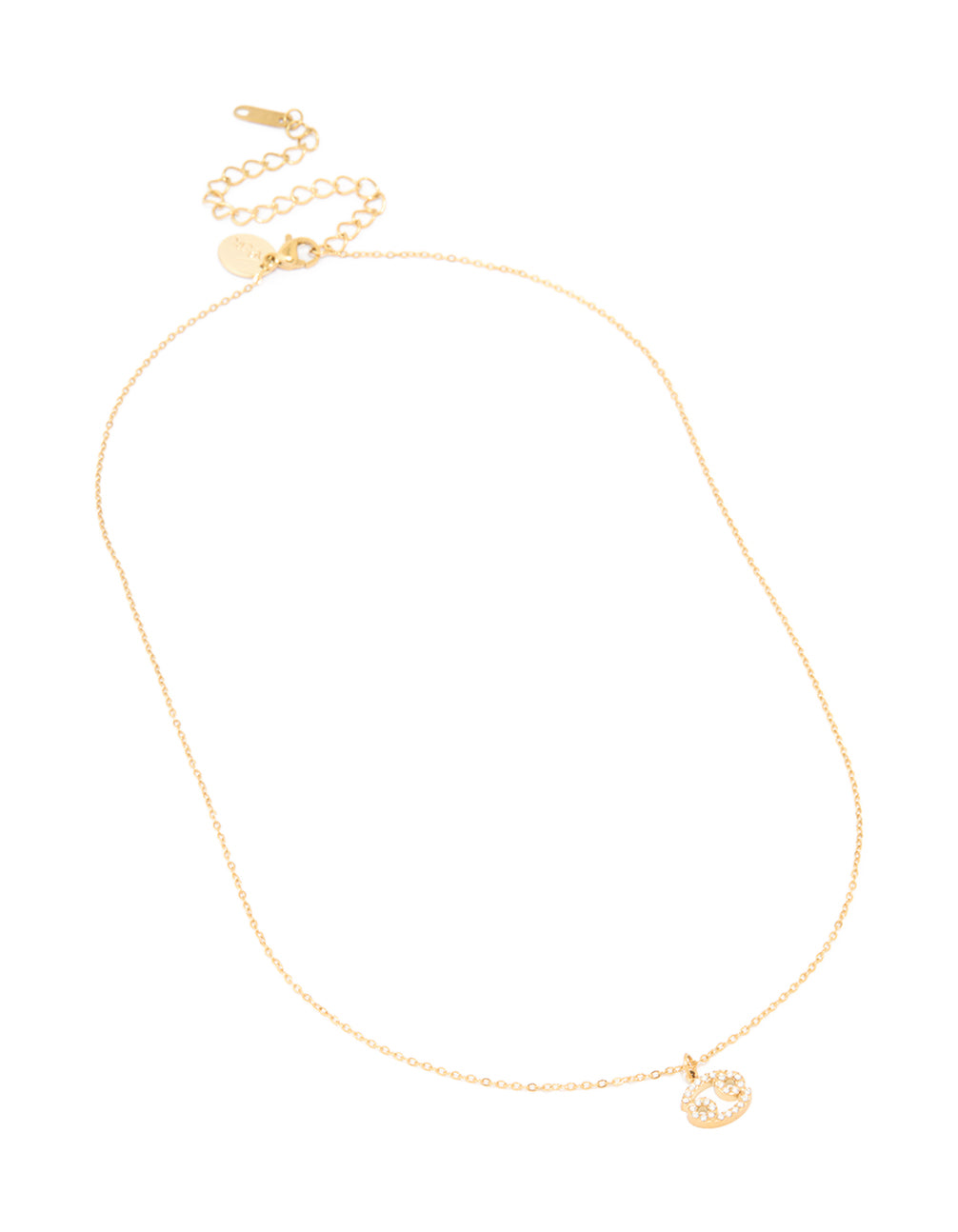 Waterproof Gold Plated Stainless Steel Cubic Zirconia Cancer Zodiac Sign Necklace