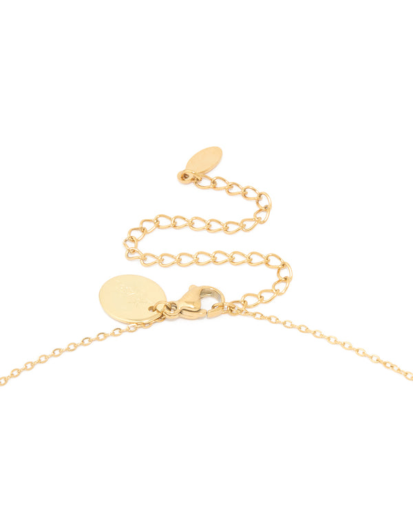 Waterproof Gold Plated Stainless Steel Cubic Zirconia Sagittarius  Zodiac Sign Necklace