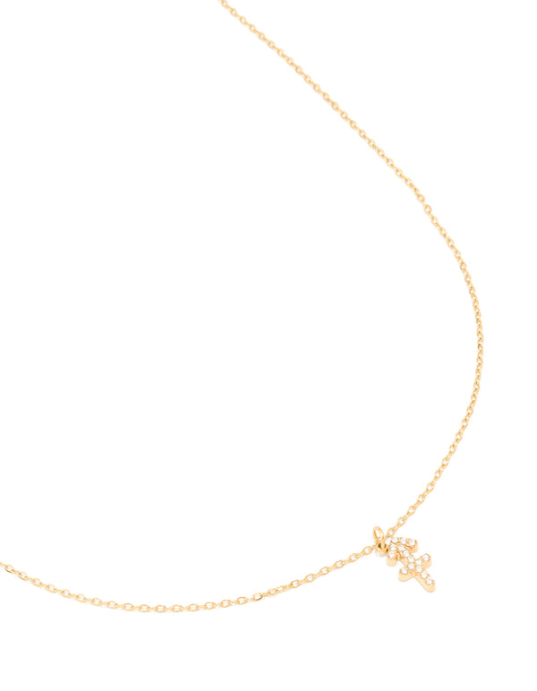 Waterproof Gold Plated Stainless Steel Cubic Zirconia Sagittarius  Zodiac Sign Necklace