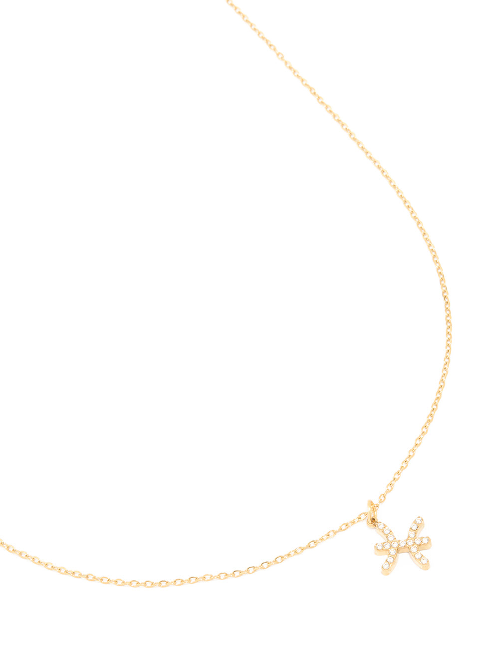 Waterproof Gold Plated Stainless Steel Cubic Zirconia Pisces Zodiac Sign Necklace