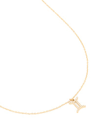 Waterproof Gold Plated Stainless Steel Cubic Zirconia Gemini Zodiac Sign Necklace - link has visual effect only