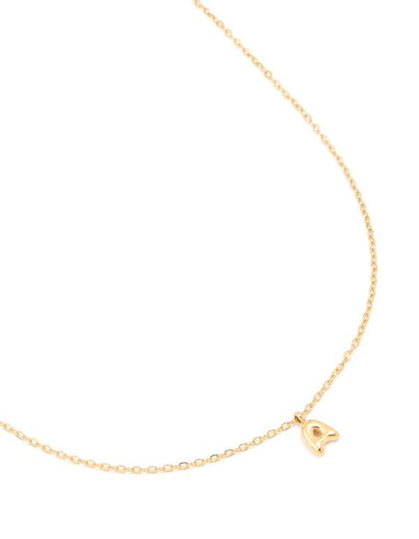 Waterproof Gold Plated Stainless Steel Mini Bubble Letter A Necklace