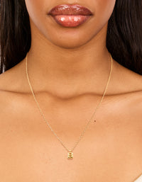 Waterproof Gold Plated Stainless Steel Mini Bubble Letter B Necklace - link has visual effect only