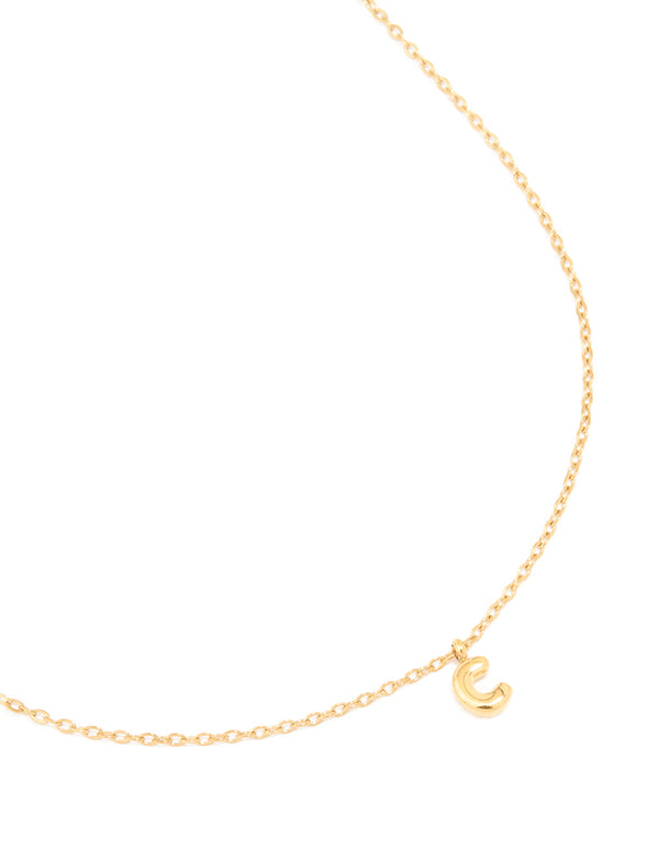 Waterproof Gold Plated Stainless Steel Mini Bubble Letter C Necklace