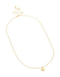 Waterproof Gold Plated Stainless Steel Mini Bubble Letter M Necklace - link has visual effect only