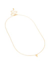 Waterproof Gold Plated Stainless Steel Mini Bubble Letter T Necklace - link has visual effect only