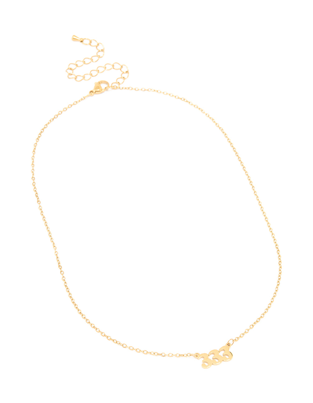 Waterproof Gold Plated Stainless Steel Angel Number 333 Necklace