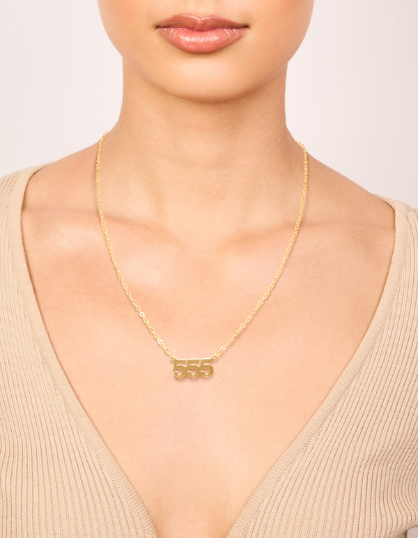 Waterproof Gold Plated Stainless Steel Angel Number 555 Necklace