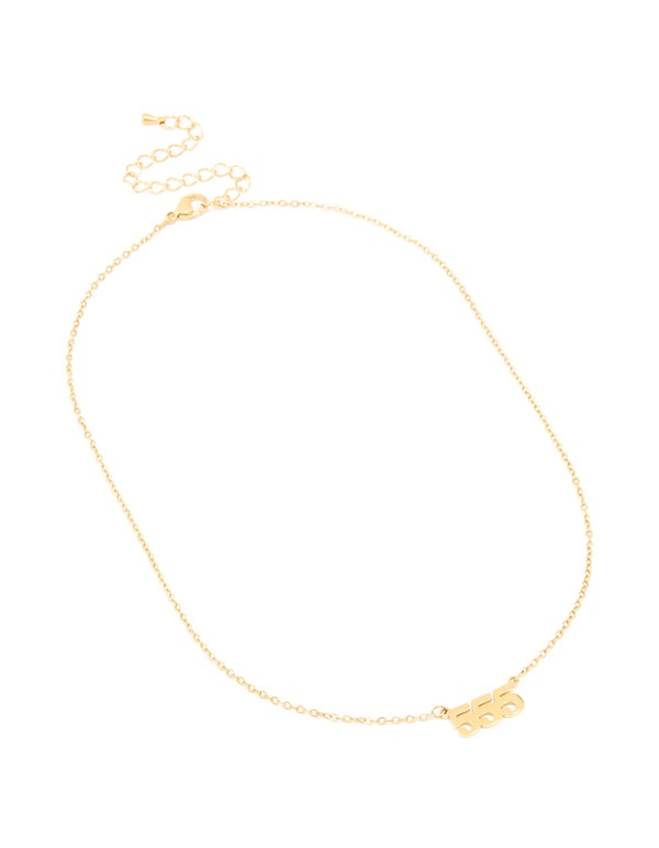 Waterproof Gold Plated Stainless Steel Angel Number 555 Necklace