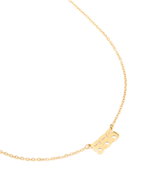 Waterproof Gold Plated Stainless Steel Angel Number 555 Necklace