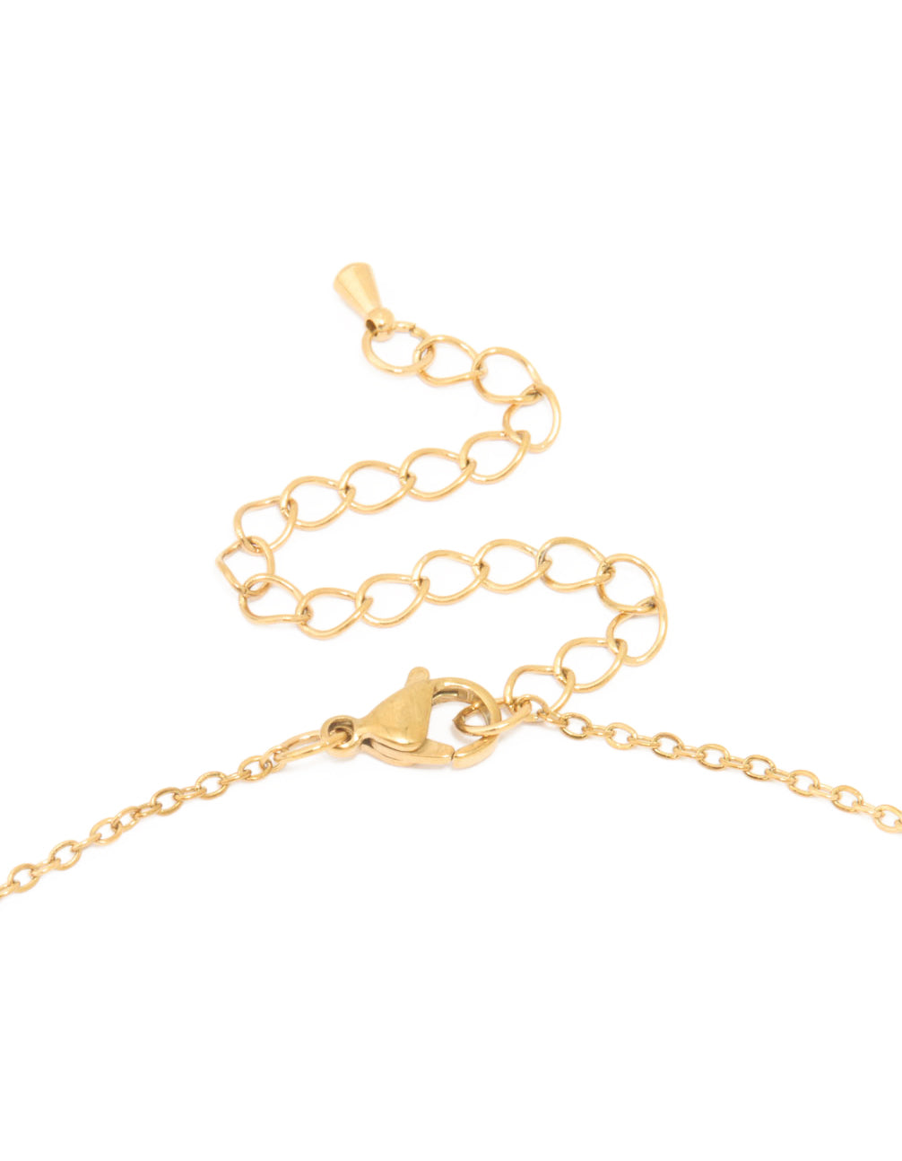 Presenting a waterproof angel number 666 necklace made from gold plated stainless steel featuring numbers in dainty style clasp detail view