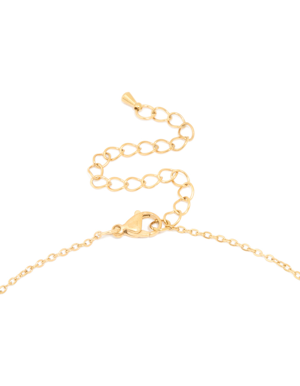 Crafted from waterproof gold plated stainless steel angel number 777 necklace with numbers feature in dainty style clasp detail view