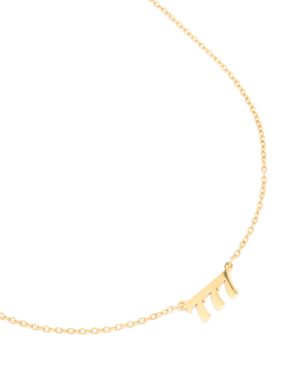 Waterproof Gold Plated Stainless Steel Angel Number 777 Necklace