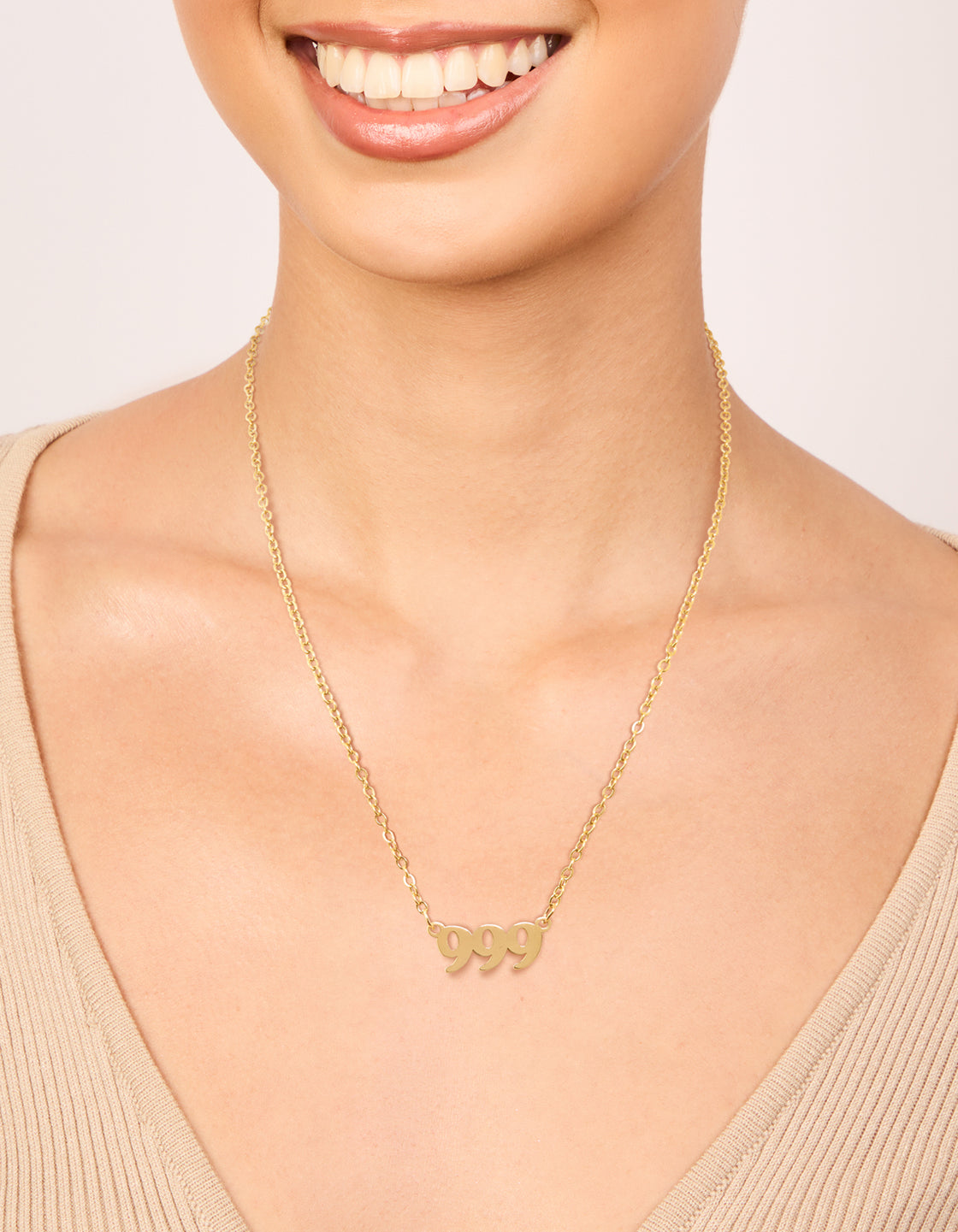 Waterproof Gold Plated Stainless Steel Angel Number 999 Necklace