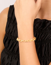 Waterproof Gold Plated Stainless Steel Interlocking Chain Bracelet - link has visual effect only