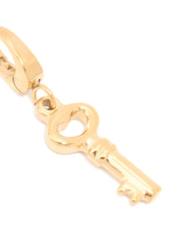 Waterproof Gold Plated Stainless Steel Key Charm - link has visual effect only