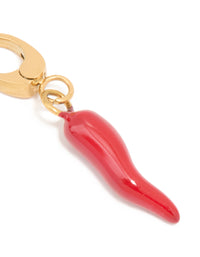 Waterproof Gold Plated Stainless Steel Red Chilli Charm - link has visual effect only