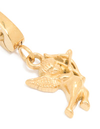 Waterproof Gold Plated Stainless Steel Cherub Charm - link has visual effect only
