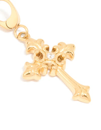 Waterproof Gold Plated Stainless Steel Cross Charm - link has visual effect only