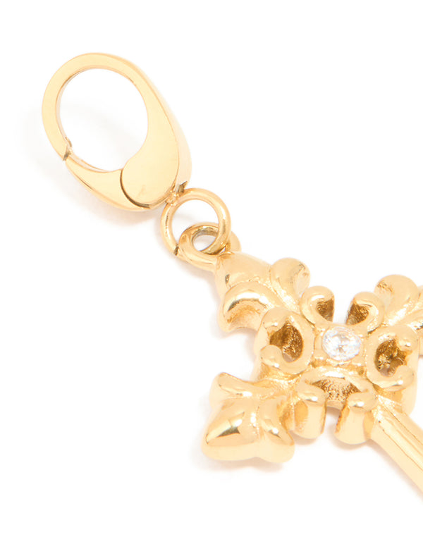 Waterproof Gold Plated Stainless Steel Cross Charm