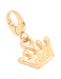Waterproof Gold Plated Stainless Steel Crown Charm - link has visual effect only