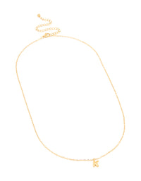Waterproof Gold Plated Stainless Steel Mini Bubble Letter K Necklace - link has visual effect only