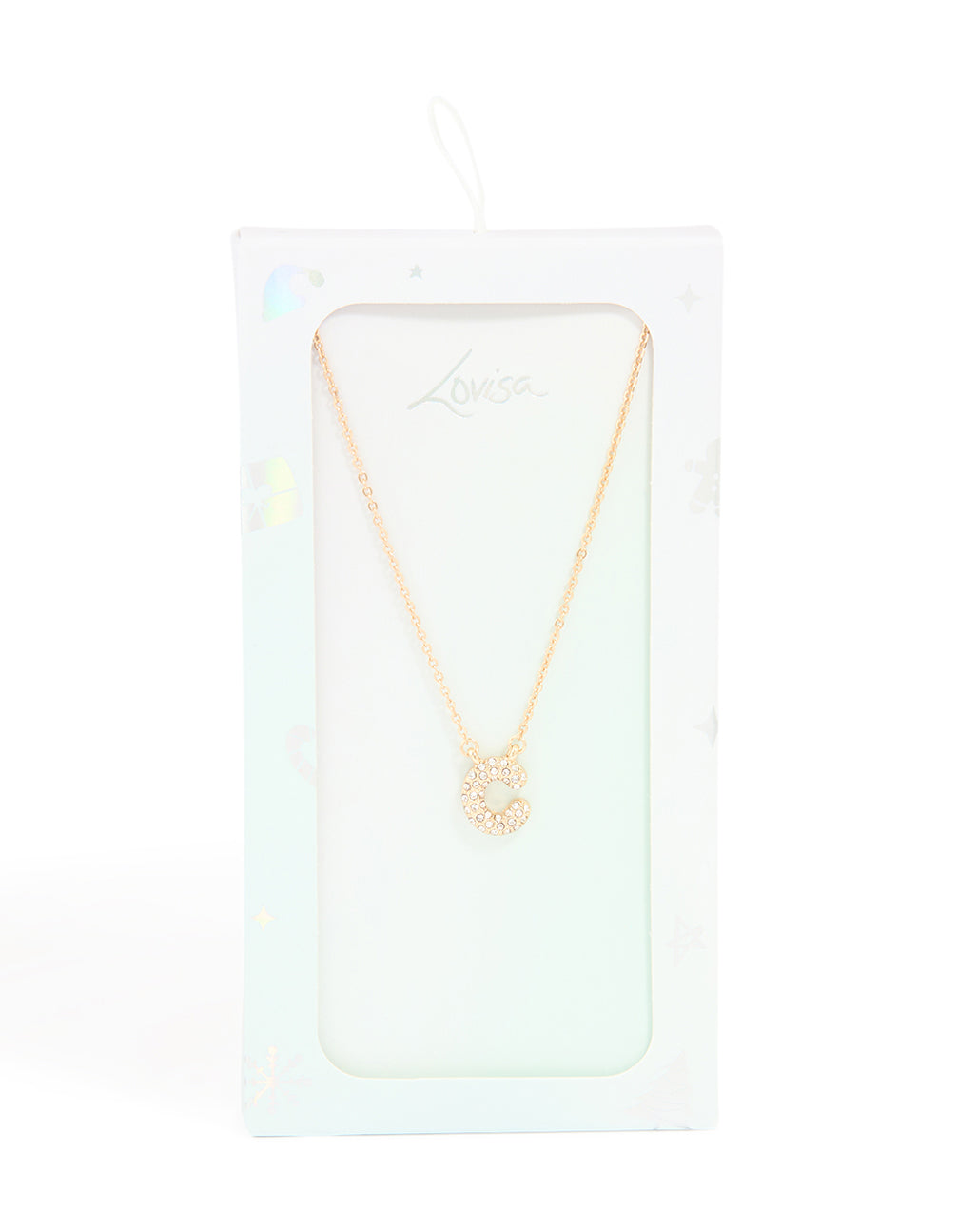 Kids Gold Cubic Zirconia Letter C Necklace