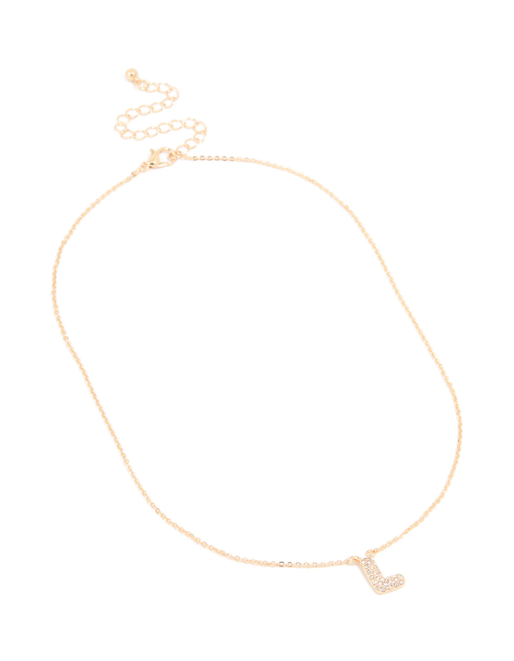 Kids Gold Cubic Zirconia Letter L Necklace