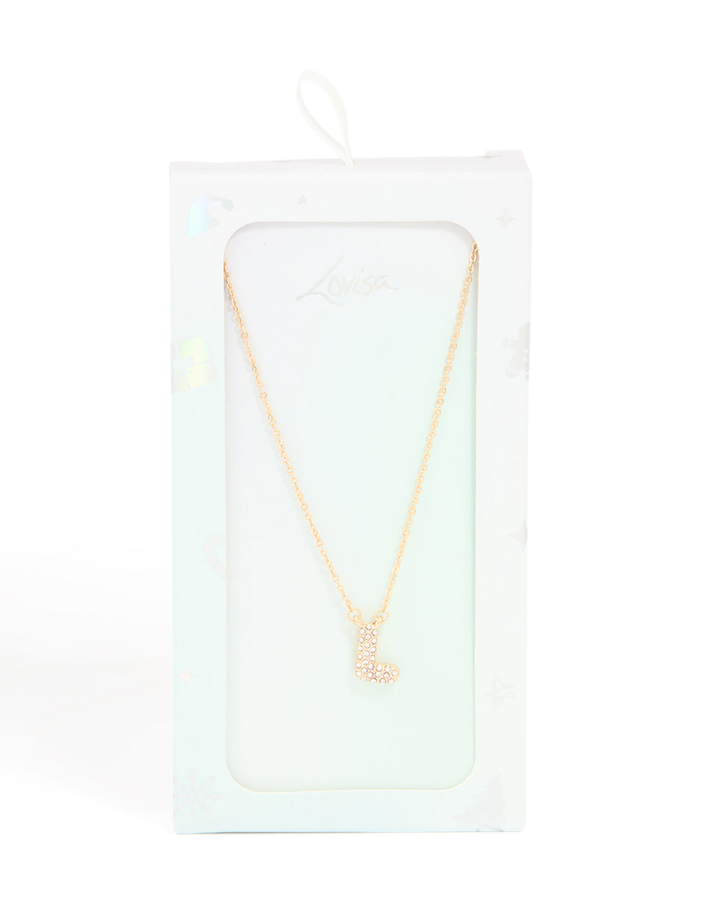 Kids Gold Cubic Zirconia Letter L Necklace