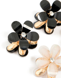 Gold Diamante Centre Multicoloured Mini Flower Claw Clips 6-Pack - link has visual effect only
