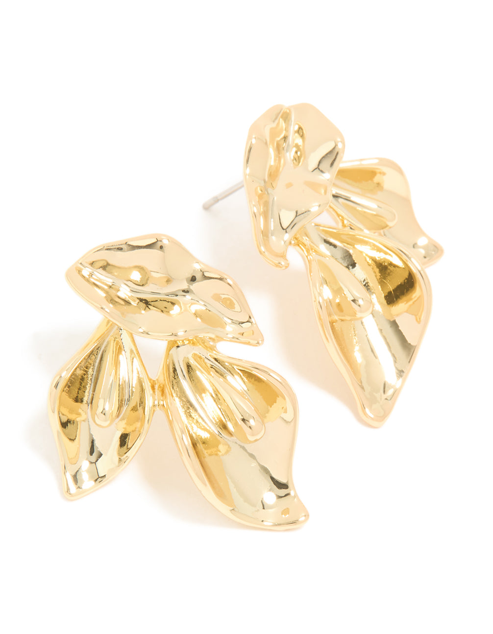Gold Plated Brass Flower Mirror Statement Earrings