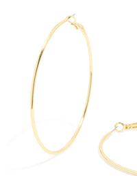 Gold Plated Large Thin Hoop Earrings - link has visual effect only