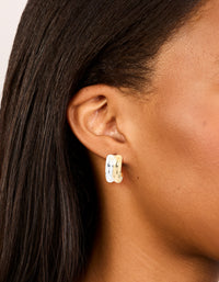 Mixed Metal Ribbed Illusion Hoop Earrings - link has visual effect only